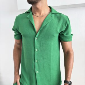 CAMISA CUELLO CUBANO VERDE BRASIL