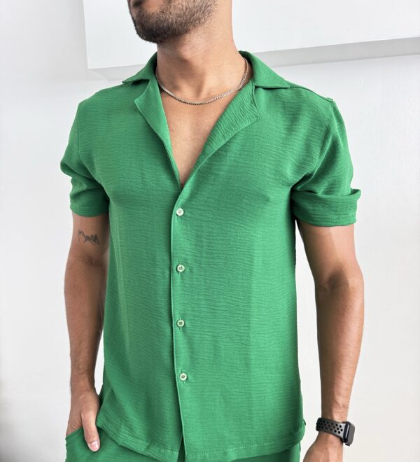 CAMISA CUELLO CUBANO VERDE BRASIL