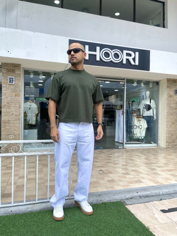 BOXY FIT TEXTURA VERDE MILITAR