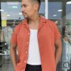 CAMISA CUELLO CUBANO MANGA CORTA TERRACOTA
