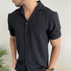 CAMISA CUELLO CUBANO NEGRA