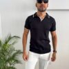 CAMISA TEJIDA CUELLO V NEGRA
