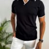 CAMISA TEJIDA CUELLO V NEGRA