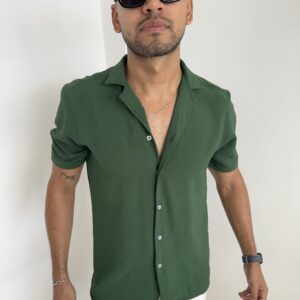 CAMISA CUELLO CUBANO VERDE