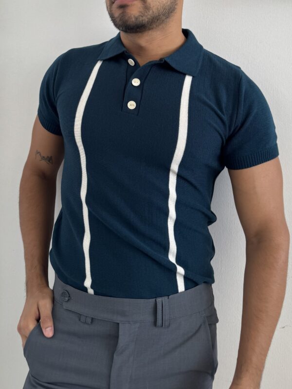 CAMISA TEJIDA AZUL 2 LÍNEAS