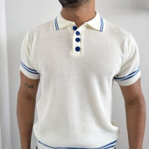 CAMISA TEJIDA BLANCO/AZUL