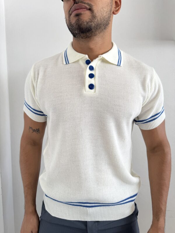 CAMISA TEJIDA BLANCO/AZUL