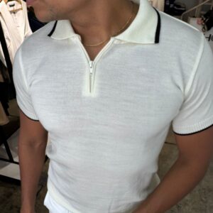 CAMISA TEJIDA CON CIERRE BLANCA