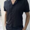 CAMISA CUELLO CUBANO MANGA CORTA NEGRO