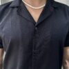 CAMISA CUELLO CUBANO MANGA CORTA NEGRO
