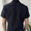CAMISA CUELLO CUBANO MANGA CORTA NEGRO