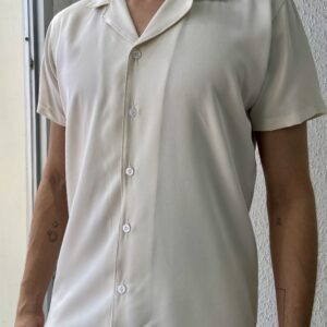 CAMISA CUELLO CUBANO MANGA CORTA BLANCO