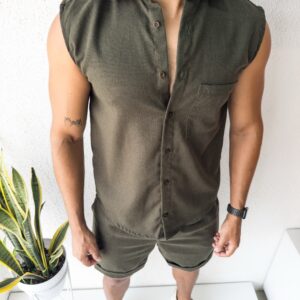 CONJUNTO CORTO LINO VERDE