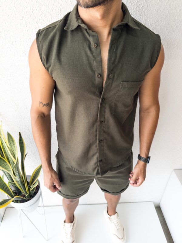 CONJUNTO CORTO LINO VERDE