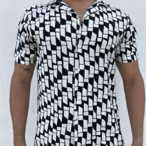img_6004 CAMISA CUELLO CUBANO ESTAMPADO NEGRO