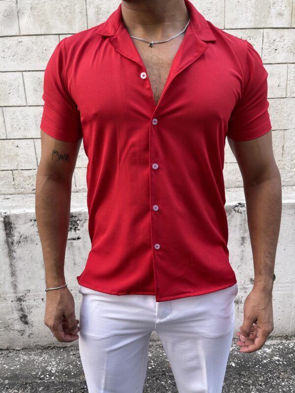 img_6445 CAMISA CUELLO CUBANO TEXTURA ROJO