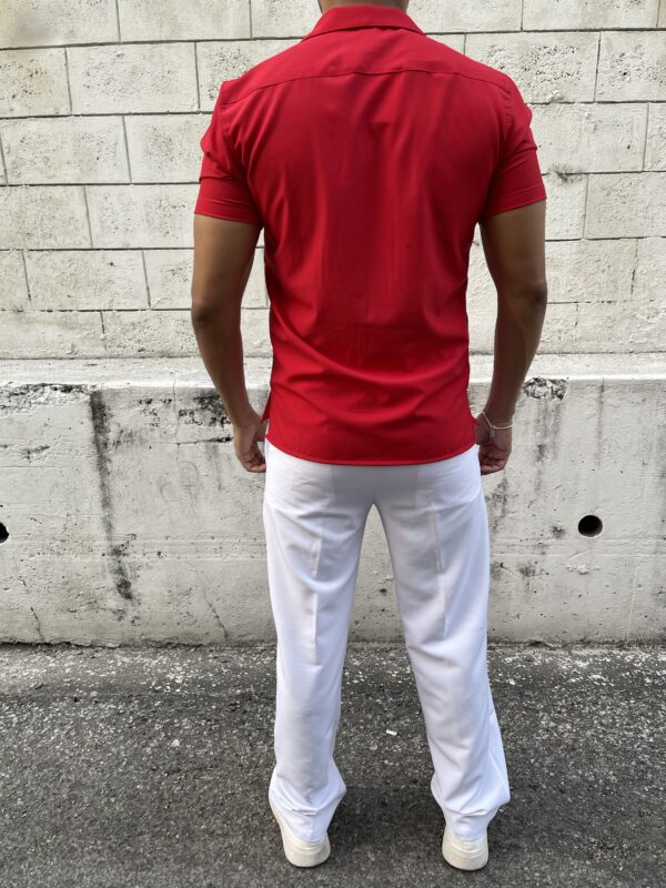 img_6447 CAMISA CUELLO CUBANO TEXTURA ROJO
