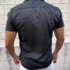 CAMISA CUELLO CUBANO SEDA NEGRO